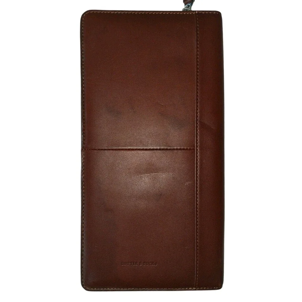 Kawasaki Cutter & Buck Leather Auto Organizer Car Manual Plaid 12” x 6”